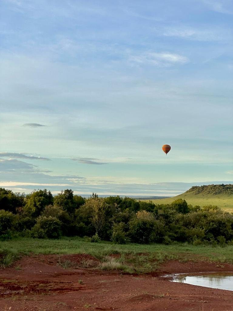 Hot air balloon over the Maasai Mara at sunrise